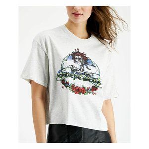 NEW Grateful Dead Women's L Gray Heather Boxy Short Sleeve T-Shirt Top JUNK FOOD